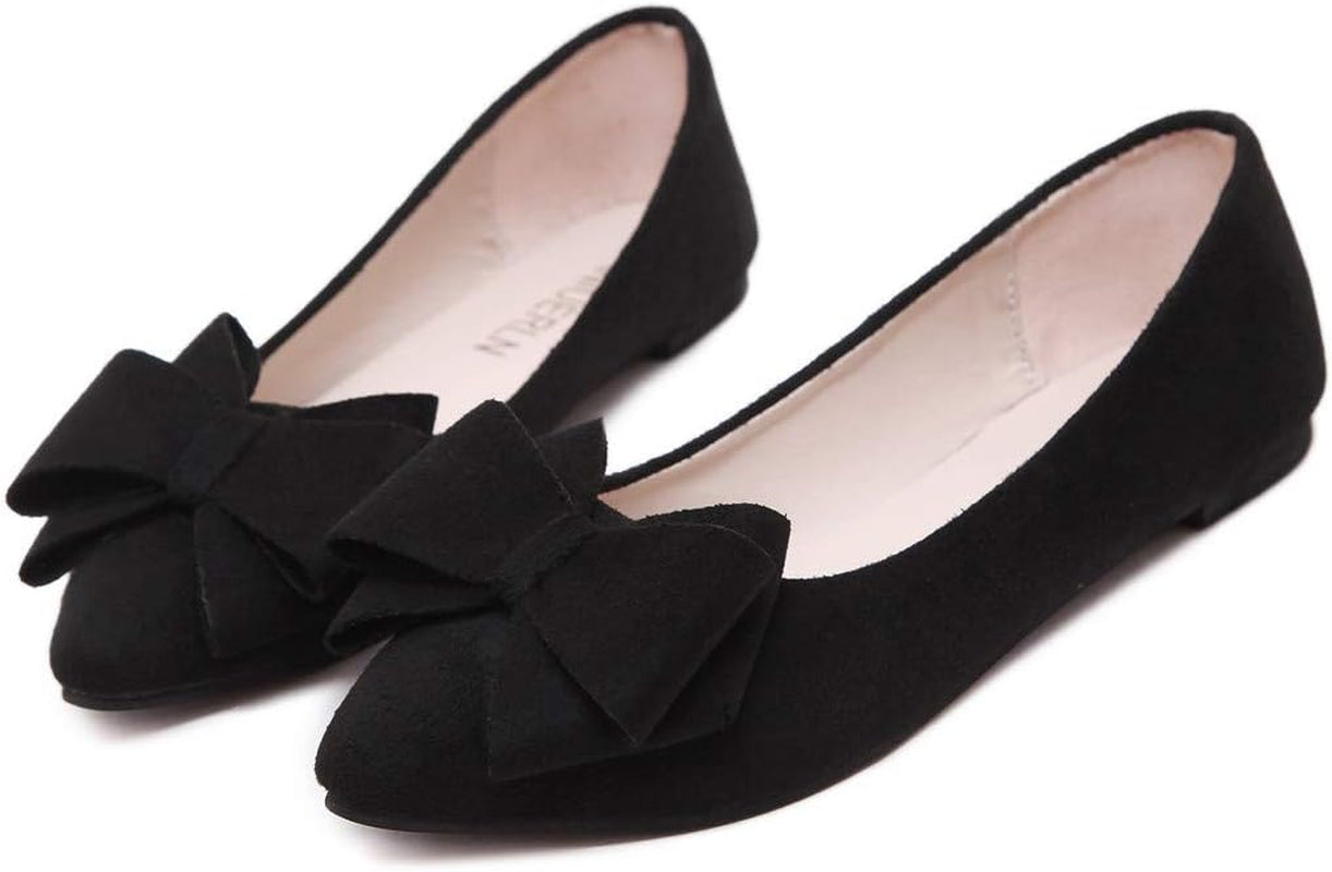 Classic Fancy Cute Dress Flats-Rqwein Womens Foldable Soft Pointed Toe Ballet Flats Comfort Slip on Flat Shoes（Black，5）