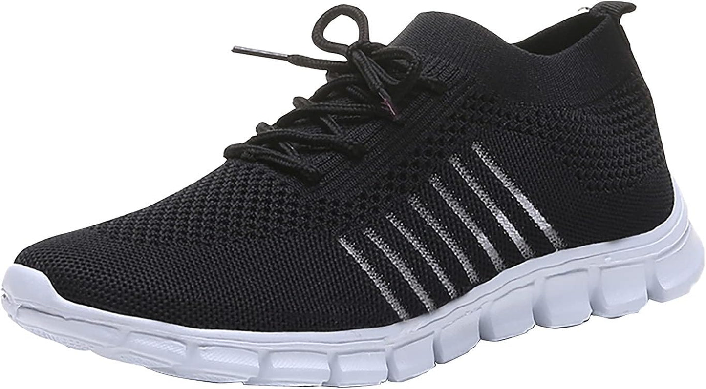 Black Running Shoes Women Womens Fashion Tennis Shoes Lightweight Mesh Running Walking Sneaker Lace-Up Sport Shoes Runing Breathable Shoes Sneakers, 9